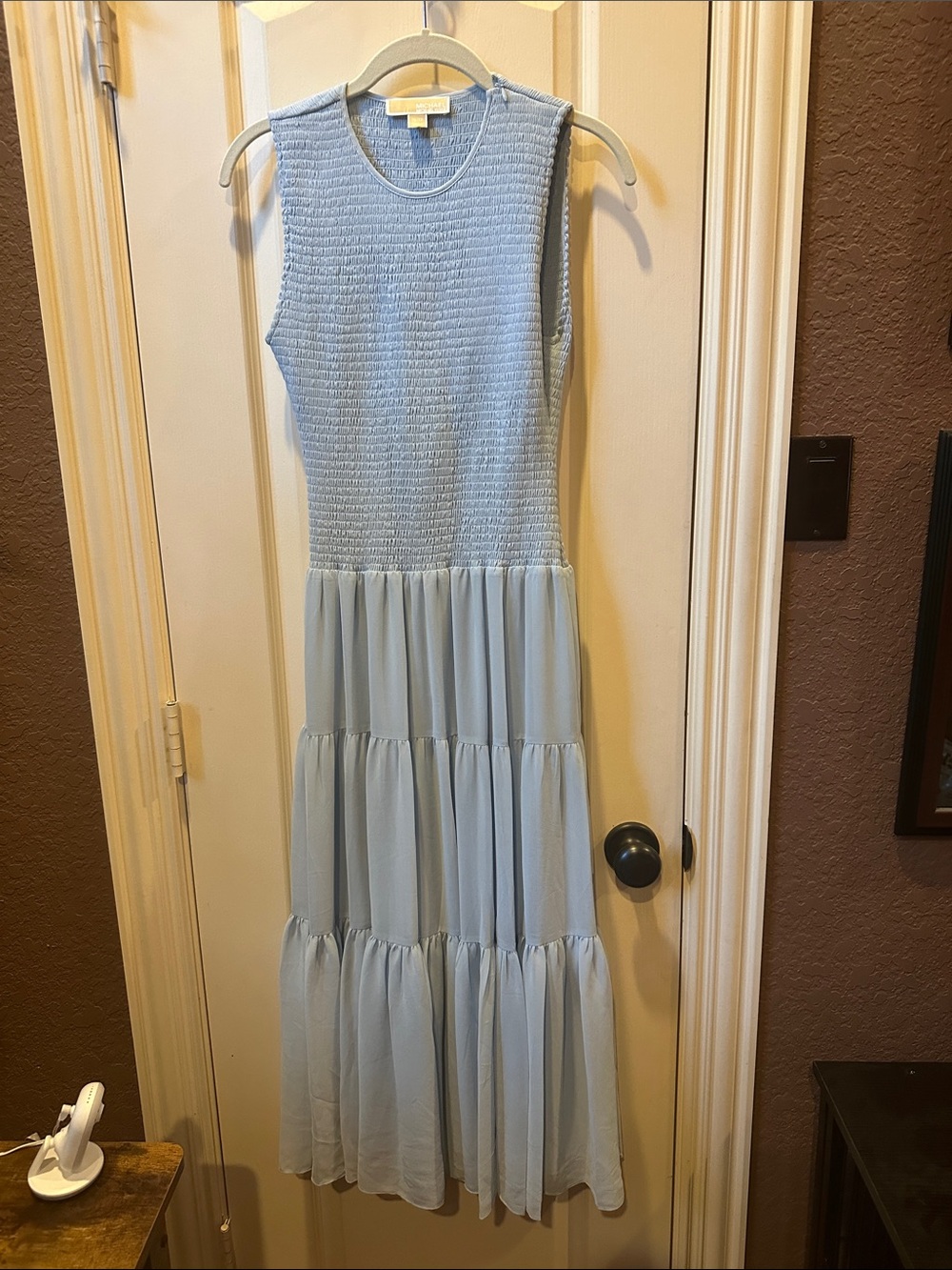MICHAEL Michael Kors Light Blue Sleeveless Tiered Maxi Dress